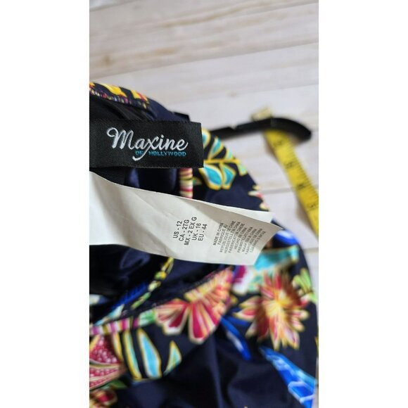 Maxine of Hollywood Swim Top Size Large Blue Floral Tropical Beach NEW Cruise - Picture 4 of 11